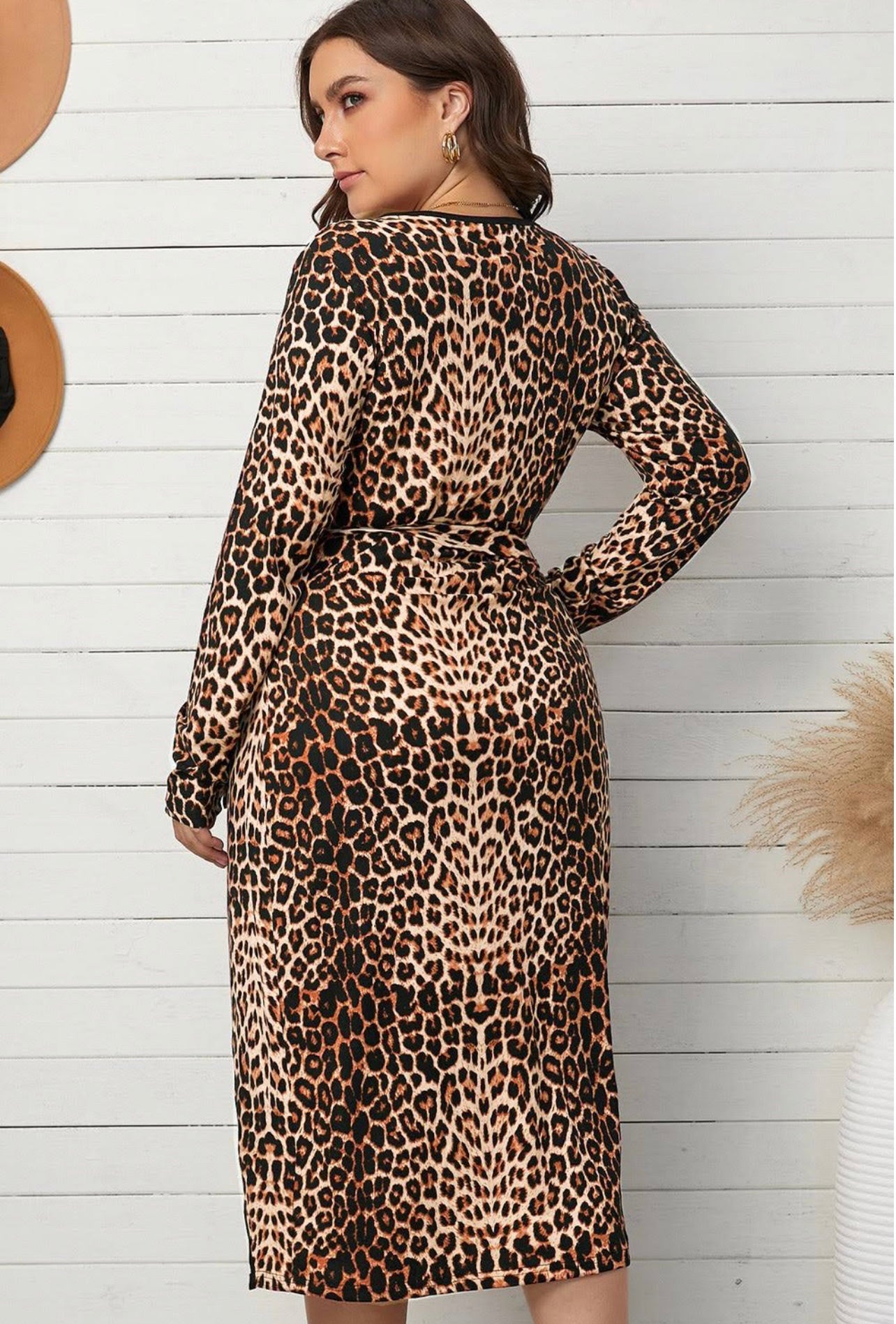 Kono Leopard Print Plus Size Dress Wardrobenthings