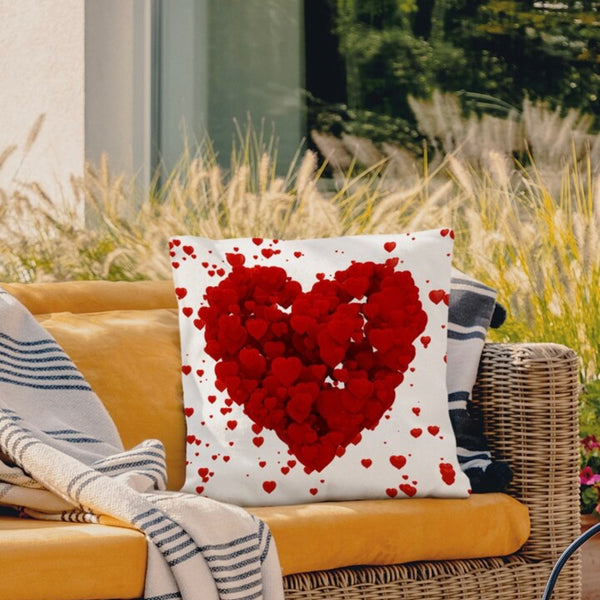 Red Hearts Plush Luxury Continental Scatter Cushion Covers 60cm by 60cm