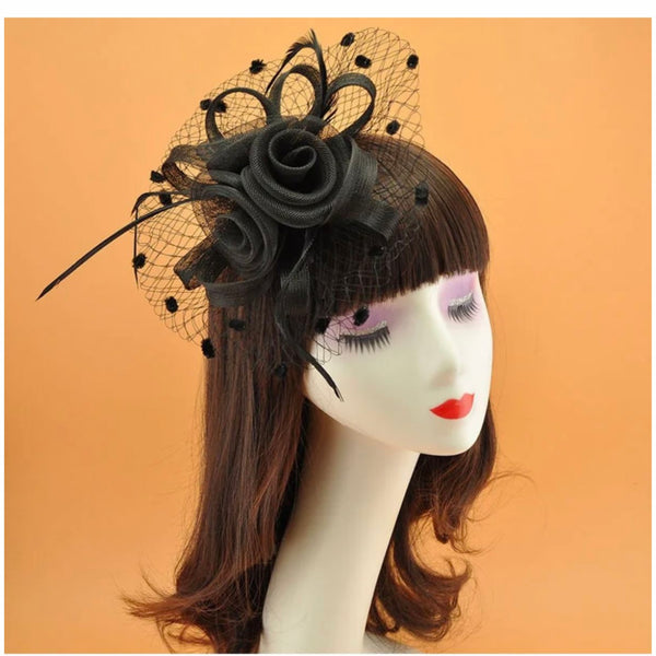 Rosie Fascinator Cocktail, Tea Party, Funeral or Wedding Elegant Fedora Hat