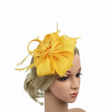 British Feather Fascinator Cocktail, Tea Party, Funeral or Wedding Elegant Fedora