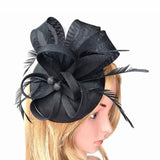 British Feather Fascinator Cocktail, Tea Party, Funeral or Wedding Elegant Fedora