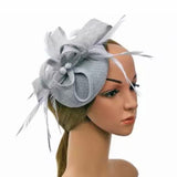 British Feather Fascinator Cocktail, Tea Party, Funeral or Wedding Elegant Fedora